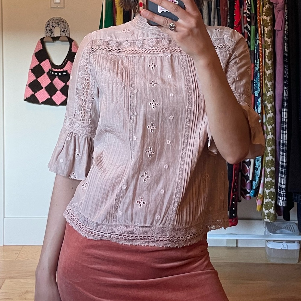 Ulla Johnson Pink Lace Blouse